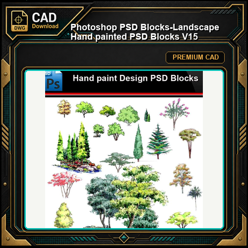 ★Photoshop PSD Blocks-Landscape Hand painted PSD Blocks V15