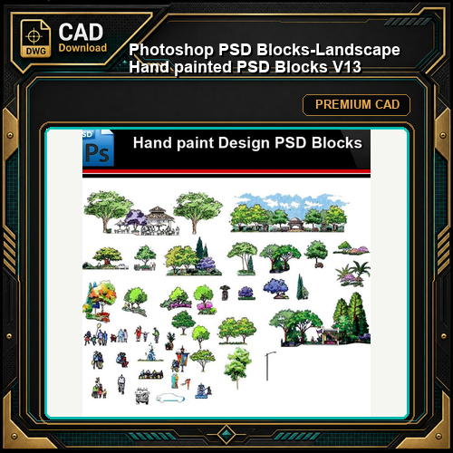 ★Photoshop PSD Blocks-Landscape Hand painted PSD Blocks V13