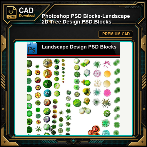 ★Photoshop PSD Blocks-Landscape 2D Tree Design PSD Blocks