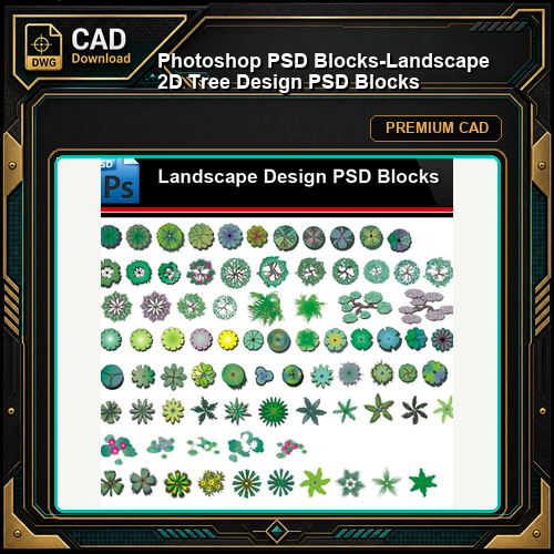 ★Photoshop PSD Blocks-Landscape 2D Tree Design PSD Blocks