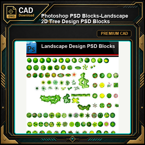 ★Photoshop PSD Blocks-Landscape 2D Tree Design PSD Blocks