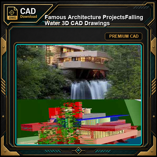 💎【Famous Architecture Projects】Falling Water 3D CAD Drawings