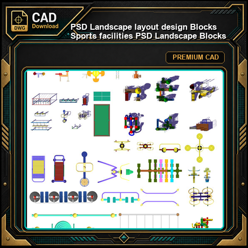 ★【PSD Landscape layout design Blocks 】Sports facilities PSD Landscape Blocks