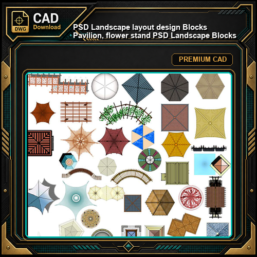 ★【PSD Landscape layout design Blocks 】 Pavilion, flower stand PSD Landscape Blocks