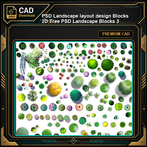 ★【PSD Landscape layout design Blocks 】 2D Tree PSD Landscape Blocks 3