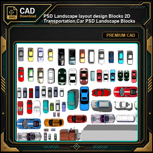 ★【PSD Landscape layout design Blocks 】 2D Transportation,Car PSD Landscape Blocks