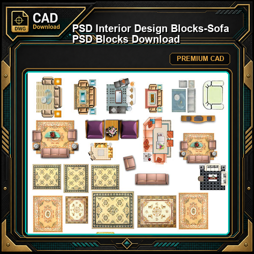 ★【 PSD Interior Design Blocks-Sofa PSD Blocks Download】