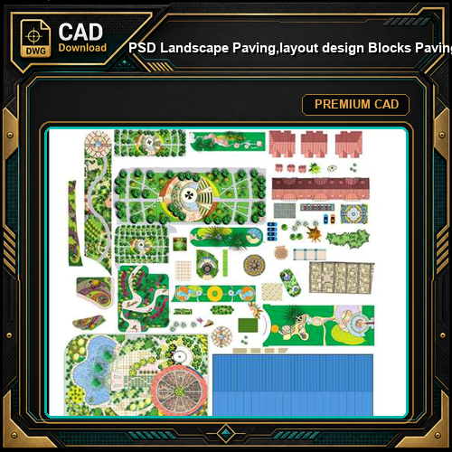 ★【PSD Landscape Paving,layout design Blocks 】Paving,layout design 2D Plan PSD Landscape Blocks V3