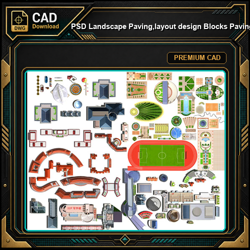 ★【PSD Landscape Paving,layout design Blocks 】Paving,layout design 2D Plan PSD Landscape Blocks V2