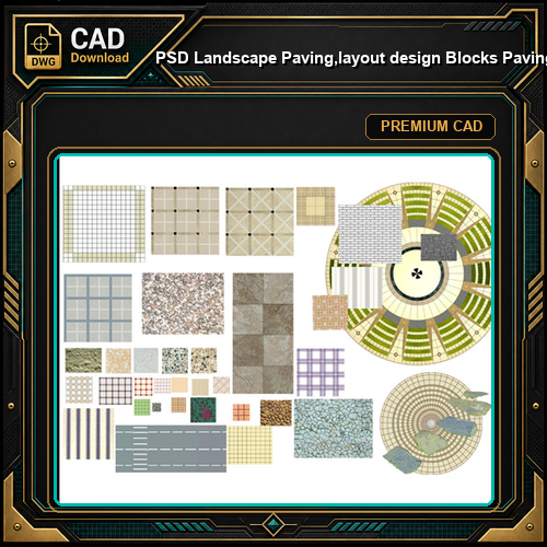 ★【PSD Landscape Paving,layout design Blocks 】Paving,layout design 2D Plan PSD Landscape Blocks V1