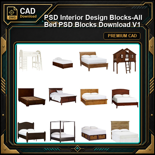 ★【 PSD Interior Design Blocks-All Bed PSD Blocks Download V1】