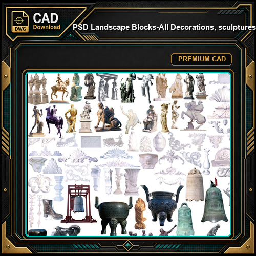★【 PSD Landscape Blocks-All Decorations, sculptures, furnishings PSD Blocks Download V1】