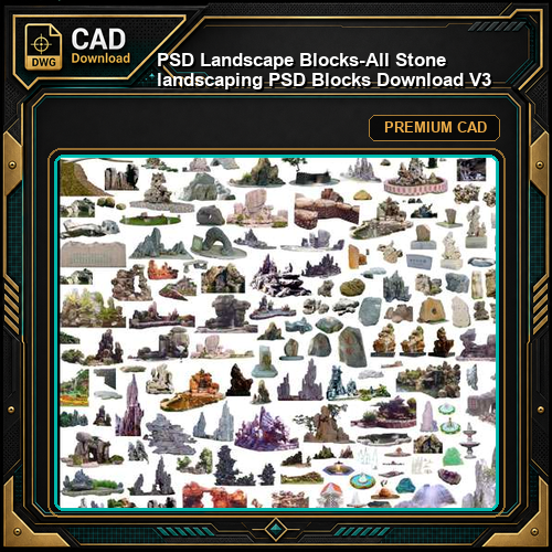 ★【 PSD Landscape Blocks-All Stone landscaping PSD Blocks Download V3】