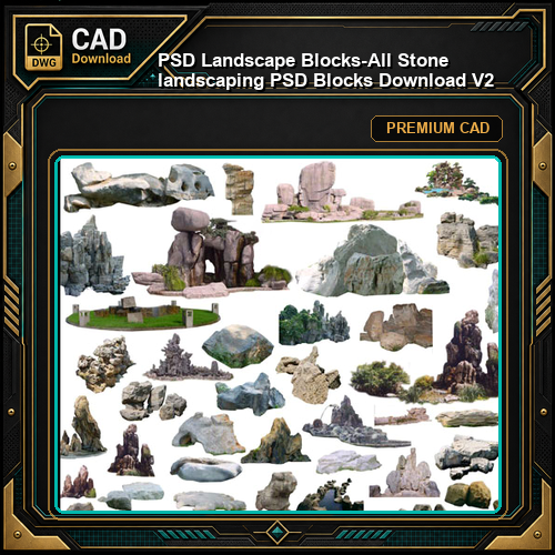 ★【 PSD Landscape Blocks-All Stone landscaping PSD Blocks Download V2】