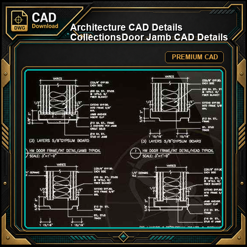 【Architecture CAD Details Collections】Door Jamb CAD Details