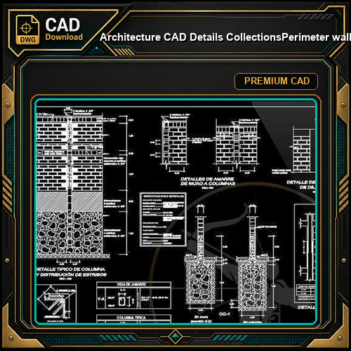 【Architecture CAD Details Collections】Perimeter wall section design drawing