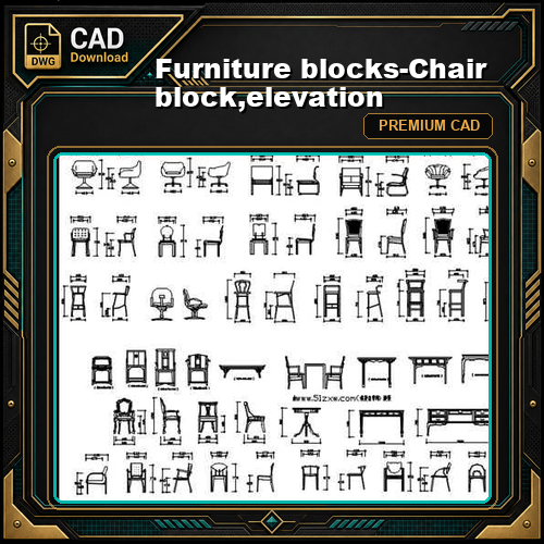 Furniture blocks-Chair block,elevation