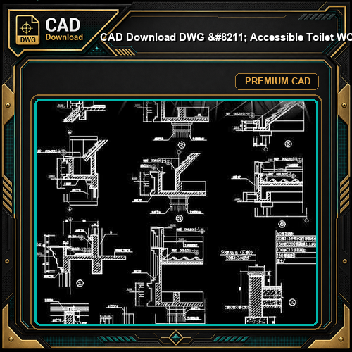 CAD Download DWG - Accessible Toilet WC Layout Part M ADA | Free Download