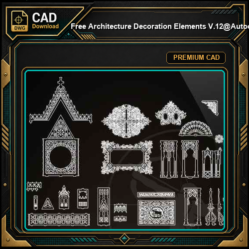 ★【 Free Architecture Decoration Elements V.12】@Autocad Decoration Blocks,Drawings,CAD Details,Elevation