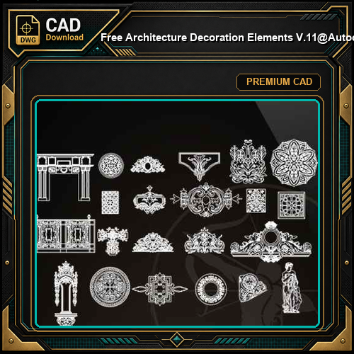 ★【 Free Architecture Decoration Elements V.11】@Autocad Decoration Blocks,Drawings,CAD Details,Elevation