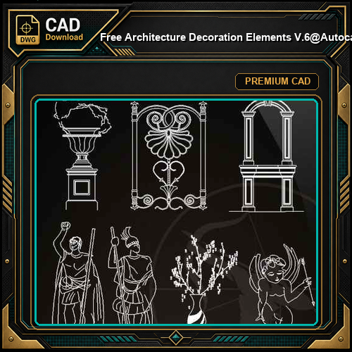 ★【 Free Architecture Decoration Elements V.6】@Autocad Decoration Blocks,Drawings,CAD Details,Elevation