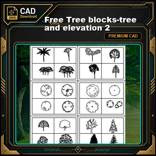 Free Tree blocks-tree and elevation 2