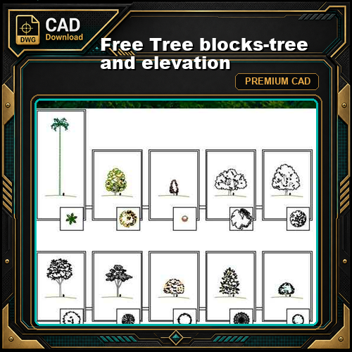 Free Tree blocks-tree and elevation